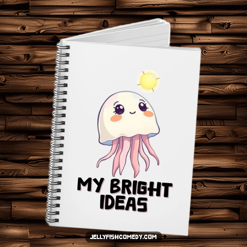 Funny notebook with a jellyfish looking up with wonder at a distant light, ideal for journaling dreams.