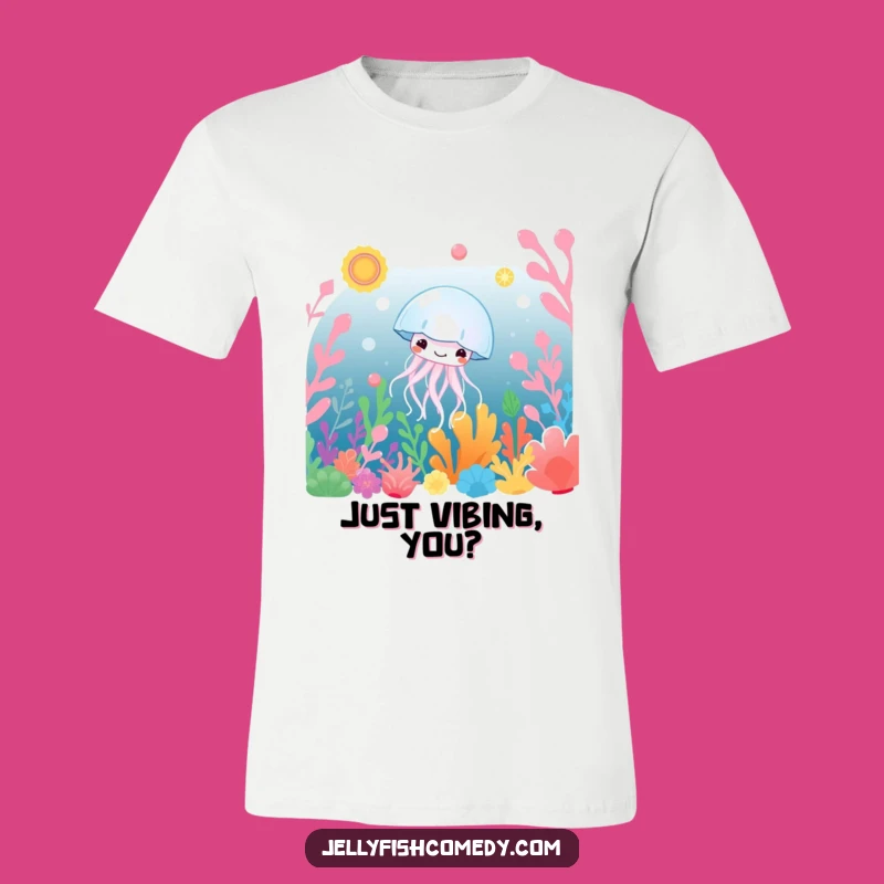 Funny Drifting Jellyfish T-Shirt: Colorful Plants & Happy Vibes Tee
