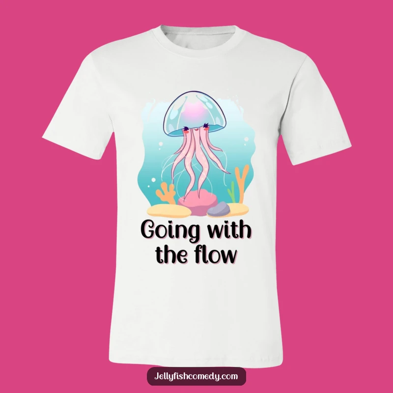 Funny Jellyfish Current Spin T-Shirt: Comical Cartoon Apparel for a Relaxed Vibe
