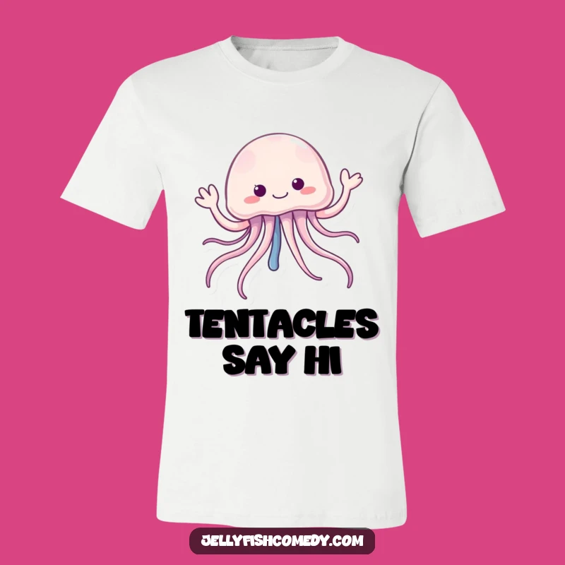 Funny Jellyfish Waving Hello T-Shirt: Cheerful Tentacle Tee