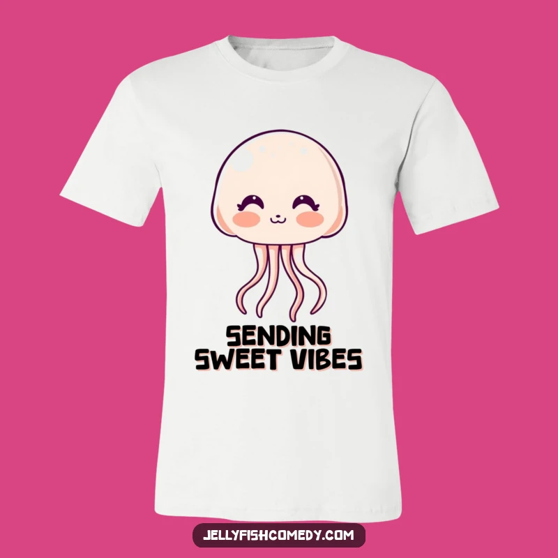 Funny Kawaii Kiss Jellyfish T-Shirt: Shy Blush & Cute Humor Tee