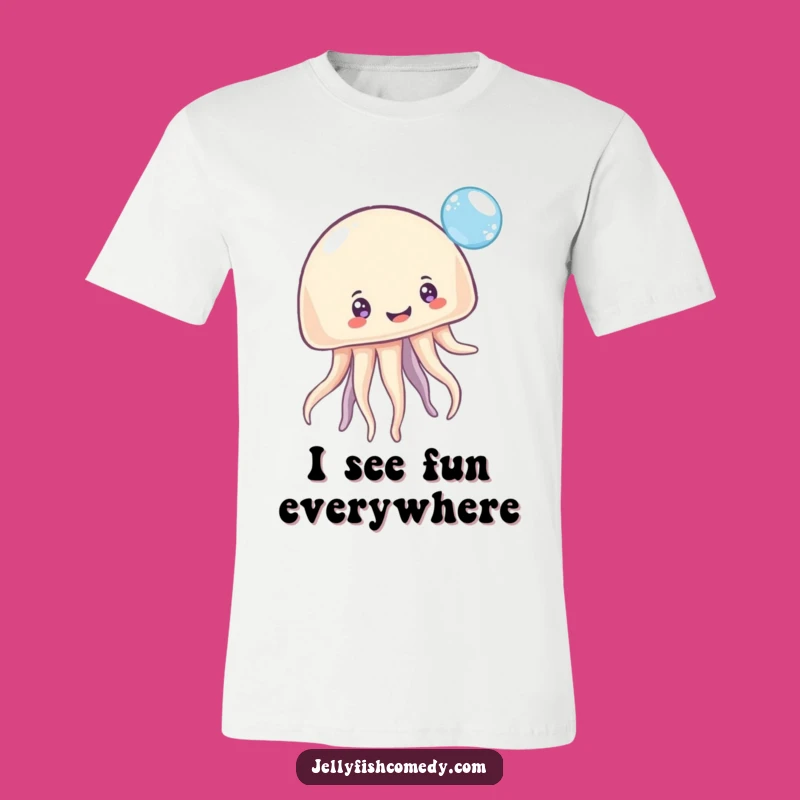 Funny Multi-Eyed Jellyfish T-Shirt: Playful Bubble Bounce Humor Tee