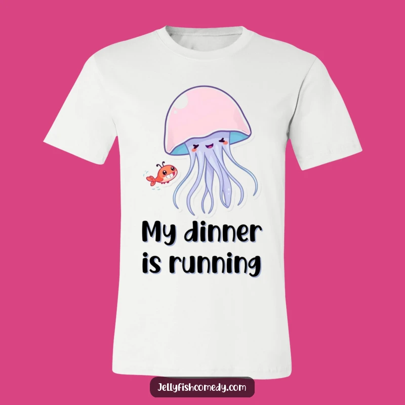 Funny Jellyfish Shrimp Chase T-Shirt - Playful Ocean Humor Tee