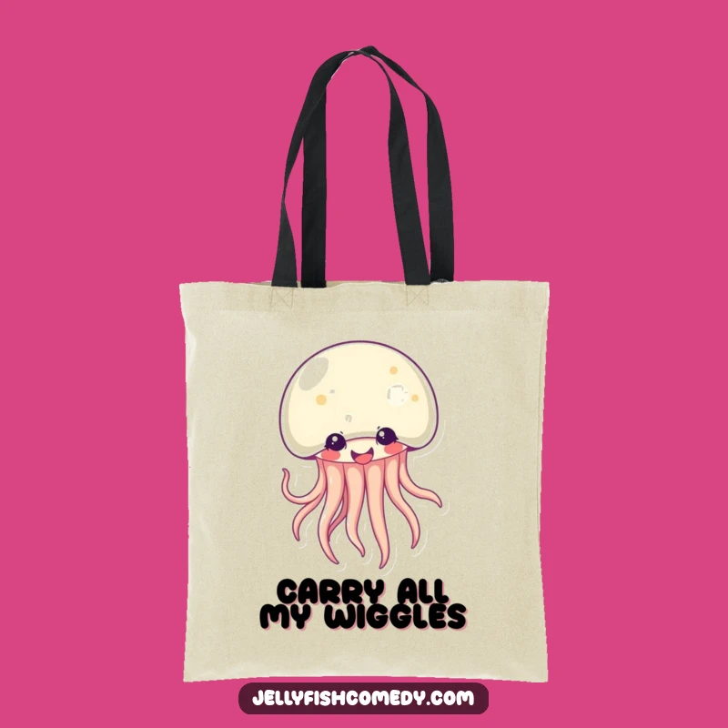 Funny Kawaii Jellyfish Tote Bag: Giggling Tentacles, Eco-Friendly Humorous Accessory