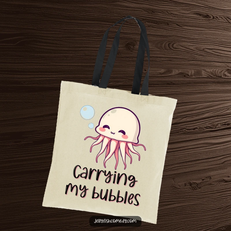 Funny Jellyfish Tote Bag: A funny jellyfish blowing a bubble makes this a humorous and practical accessory.