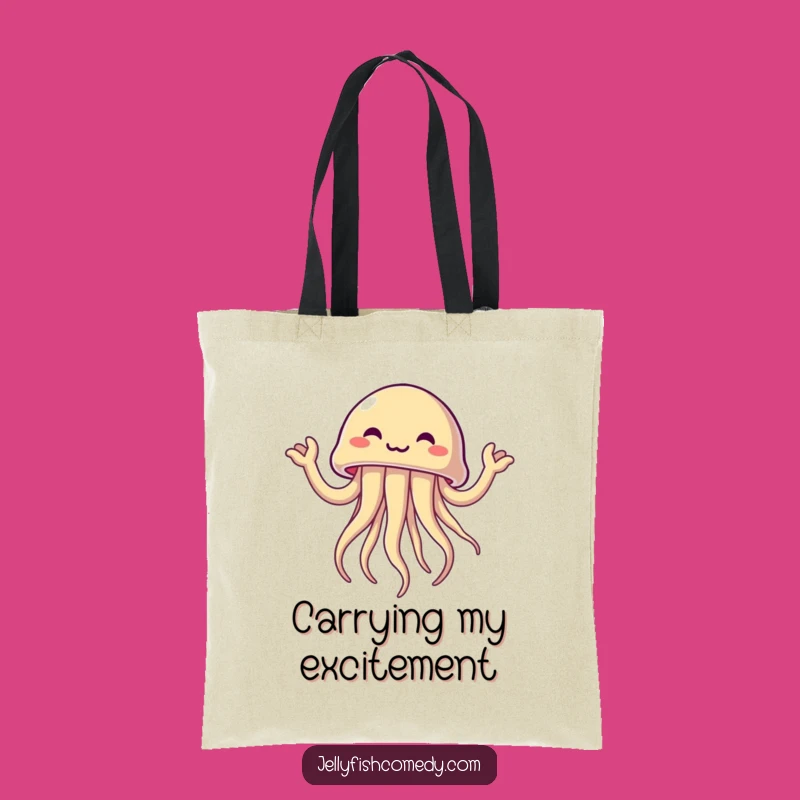 Funny Excited Jellyfish Tote Bag: Carry Your Enthusiasm with This Hilarious Accessory!