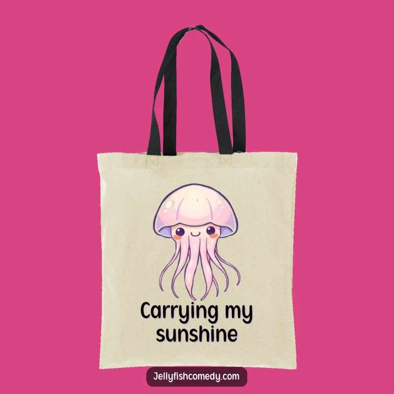 Funny Kawaii Jellyfish Tote Bag: Happy Glow, Eco-Friendly Humorous Accessory