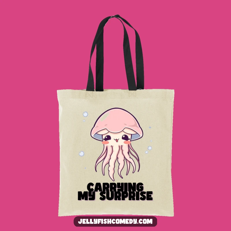 Funny Surprised Jellyfish Tote Bag: Carry Your Essentials with Cute Embarrassment!