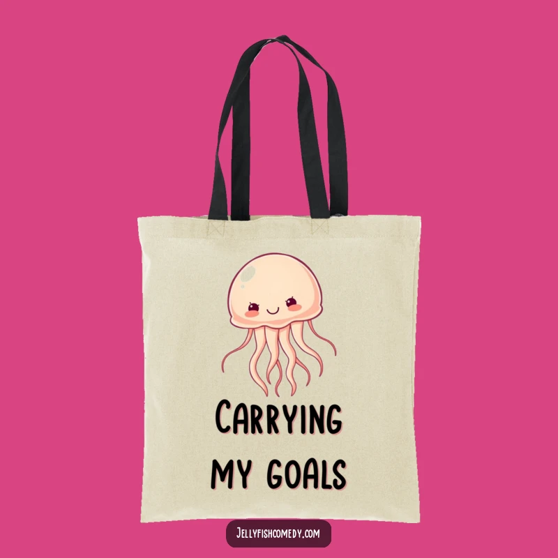 Funny Determined Jellyfish Tote Bag: Carry Your Goals with Ocean Humor!