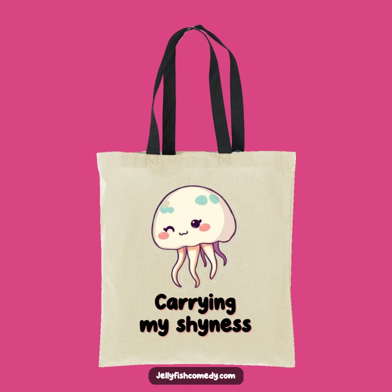 Funny Eco-Friendly Shy Jellyfish Tote Bag, Cute Smiling Sea Creature, Perfect Gift