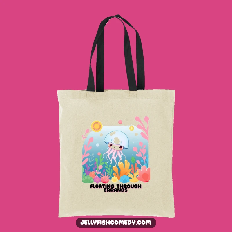 Funny Jellyfish Tote Bag: Underwater Plants & Happy Drift Style