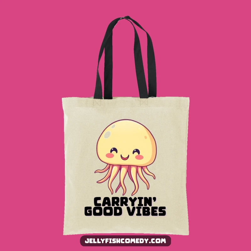 Funny Smiling Jellyfish Tote Bag: Cheerful Carry-All, Hilarious & Practical Funny Gift