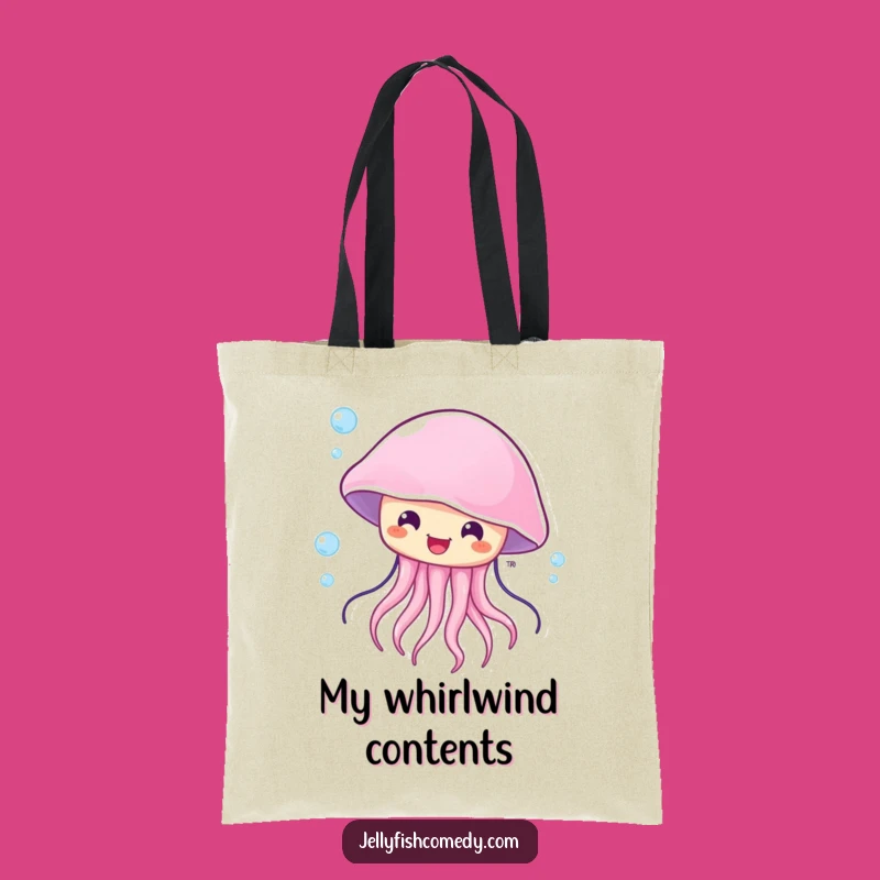 Funny Surprised Jellyfish Tote Bag, Blown by Current Carrier, Perfect Gift