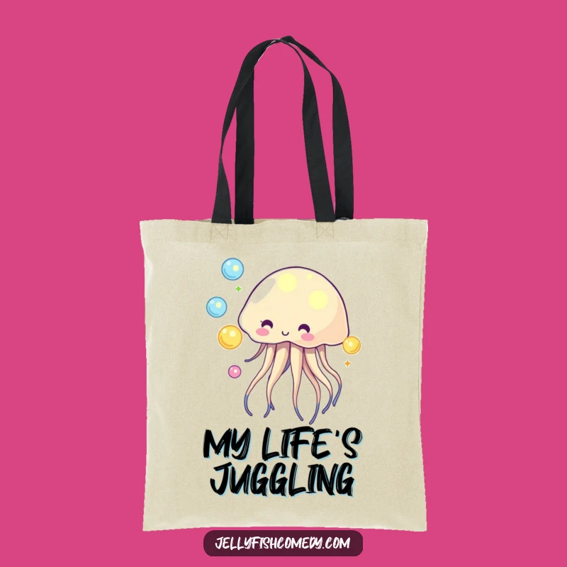 Funny Juggling Jellyfish Tote Bag - Magical Glowing Orb Carry-All